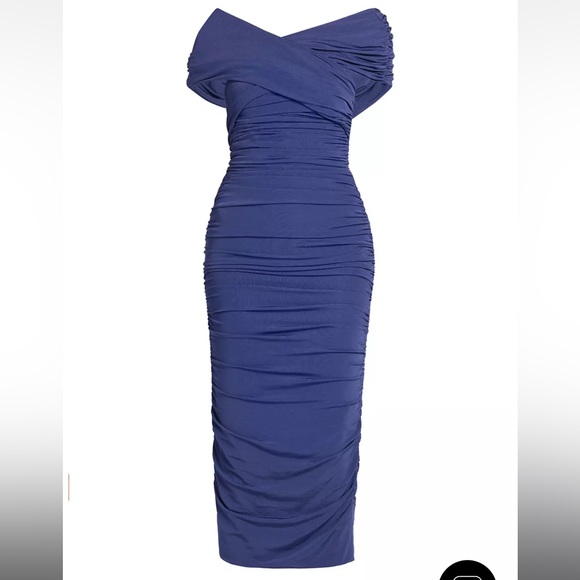 Giorgio Armani Ruched Jersey Midi-Dres - blue - Picture 1 of 7